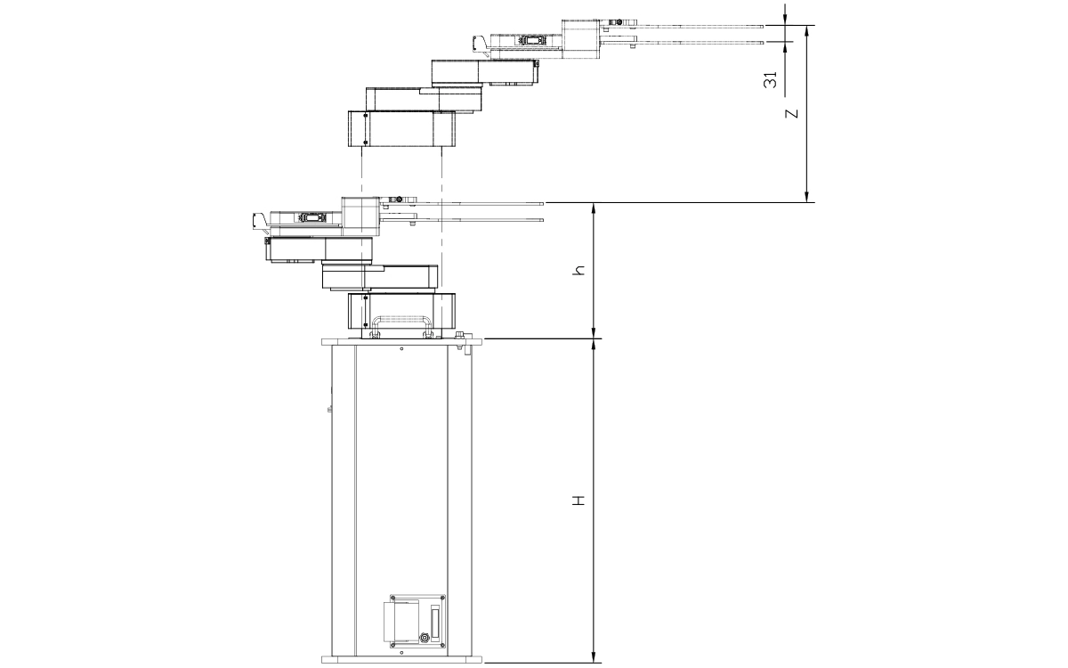 Lobster200Z300S-T0X5-V 웨이퍼 로봇의 기술적인 그림